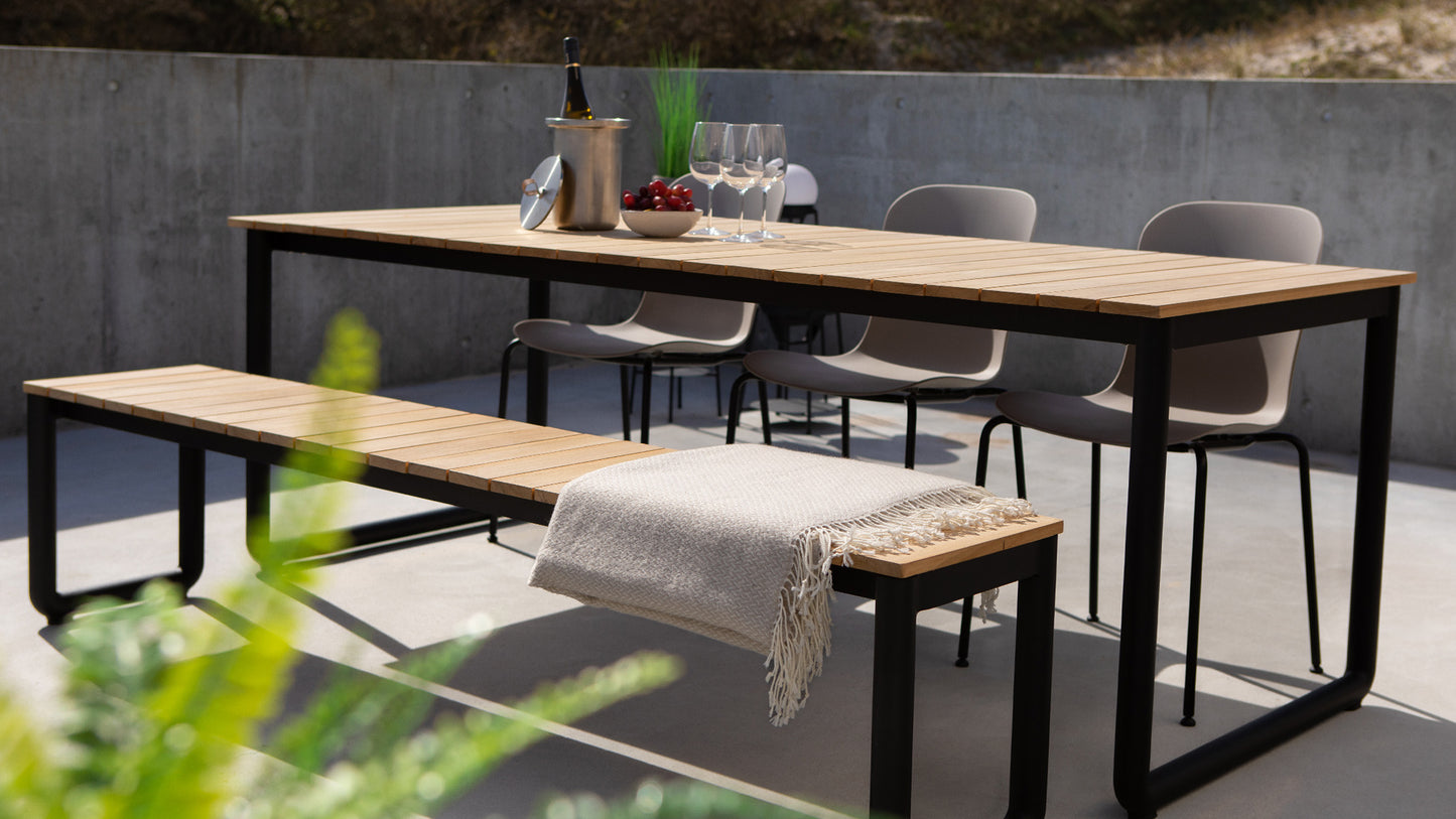 Patio Bench - 190x37 - Outdoor bench in teak wood and aluminum