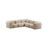 Boucle Beige Soft Sofa Outdoor 5 seater corner sofa with soft cushions and rounded shape