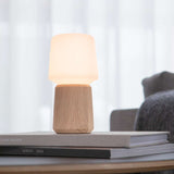 Oslo Lamp Base in natural solid oak wood, size 8, simple round shape for indoor use.