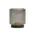 Stainless steel and frosted smoked glass New York base for Lamp Intelligent, 170 mm tall, 141 mm diameter.