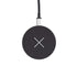 Compact wireless charger with gray Revive fabric surface and aluminum frame on white background