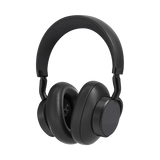 Black SACKit Touch 410 wireless headphones with PU-leather and fabric earcups on white background