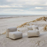 Soft Sofa Outdoor 3-seater with lounger in Kirra Sand fabric on a light background