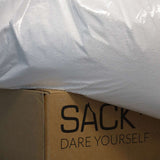 Box of 100 liters refill EPS beads for bean bag chair in white packaging.