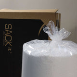 Box of 350 L refill EPS beads for bean bag chair, white small round beads in packaging