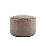 Canvas Sand pouf with hand-sewn linen stitches, round shape, durable canvas fabric, 50x35 cm.
