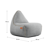 Cobana Lounge Chair in sand melange with linen stitches, shaped as a comfortable bean bag chair.