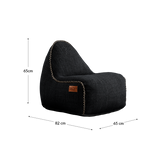 Cobana Junior Lounge Chair in Cobana Grey with soft, durable fabric and a relaxed, rounded shape.