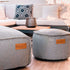 Light grey round Cobana Pouf with durable fabric and hand-sewn stitches, suitable for indoor and outdoor use