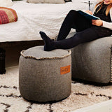 Cobana Junior Pouf in Cobana Sand Melange color, round soft fabric pouf for kids.