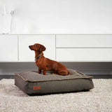 Medium Cobana Brown dog bed with water-repellent fabric and non-slip bottom on a white background