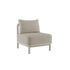 Beige Kirra lounge sofa one module with a cushioned seat and backrest on a light frame, shown against a plain background