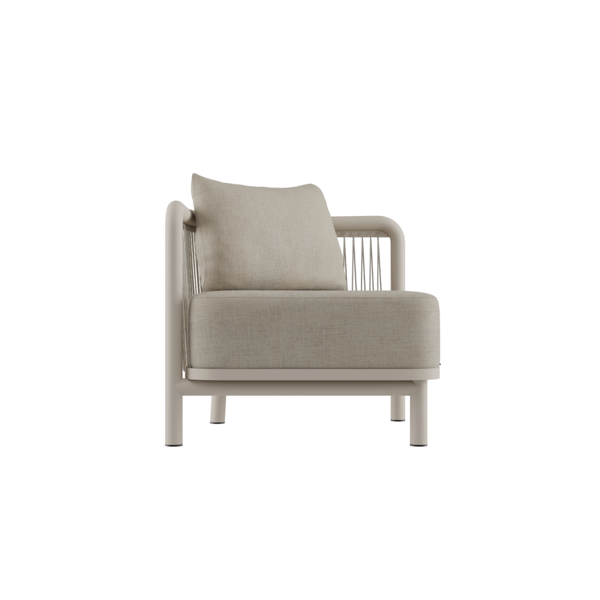 Kirra Lounge Sofa corner section in Kirra Sand color with powder-coated aluminum frame and olefin textile upholstery