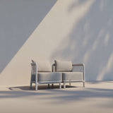 Kirra Lounge Sofa corner section in Kirra Sand color with powder-coated aluminum frame and olefin textile upholstery