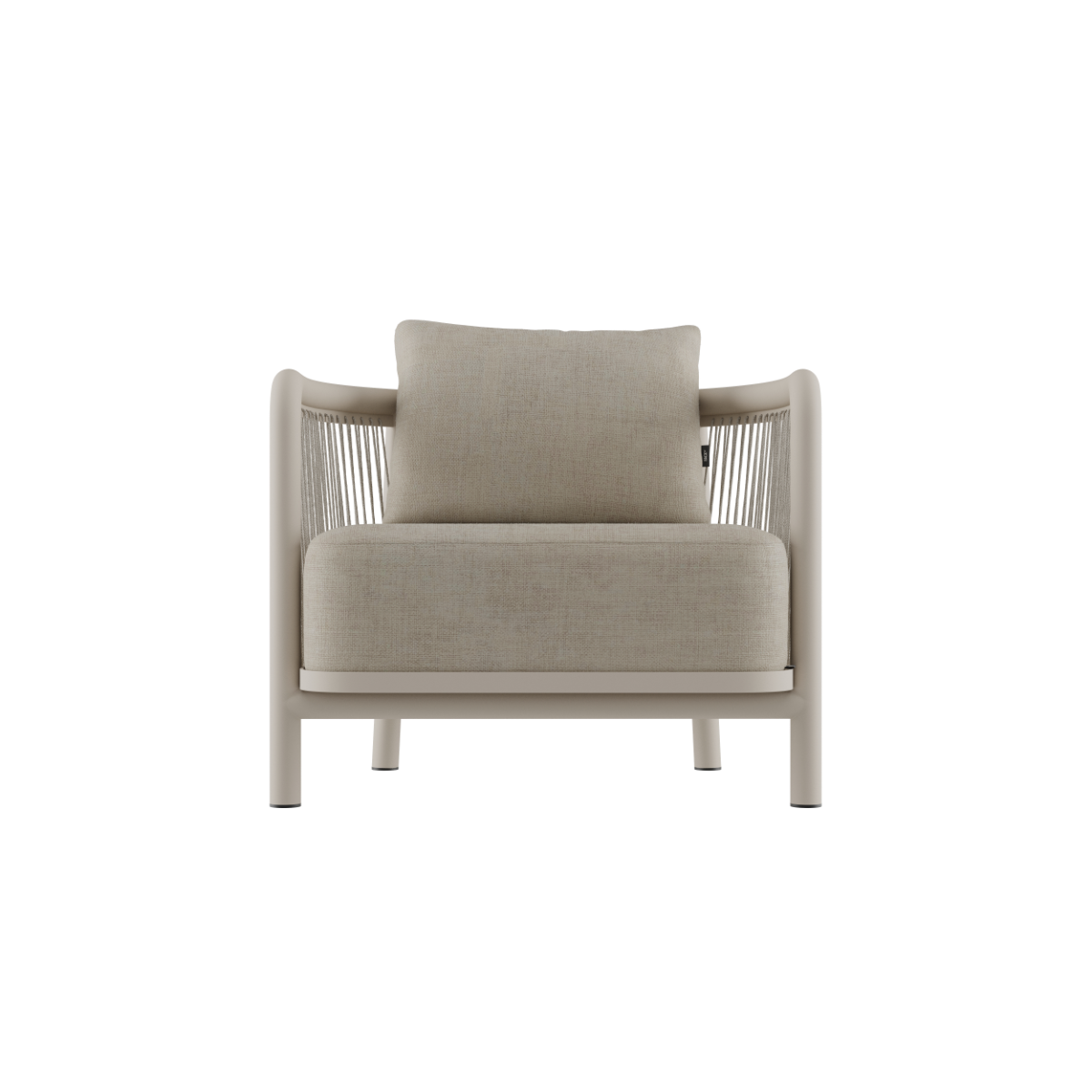 Kirra Lounge Chair in sand color with aluminum frame and olefin textile for outdoor use