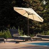 Noir Kirra Side Table with teak wood top and powder-coated aluminum frame in outdoor setting