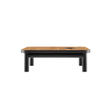 Noir Kirra Side Table with accessory fit, outdoor coffee table with teak wood top and powder-coated aluminum frame