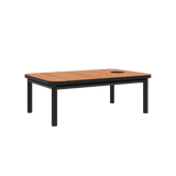 Noir Kirra Coffee Table with accessory fit, powder-coated aluminum frame and teak wood top.
