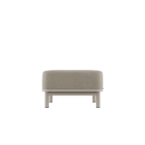 Kirra Lounge Sofa pouf in sand color with powder-coated aluminum frame and olefin textile upholstery.