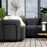 Cobana Lounge Sofa armrest module in black powder-coated aluminum frame with outdoor fabric upholstery.