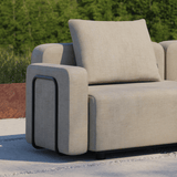 Cobana Lounge Sofa armrest module in black powder-coated aluminum with outdoor fabric upholstery