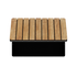 Black aluminum and teak Patio Storage Table with built-in storage, rectangular shape