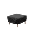 Black water repellent winter cover fitted over a Kirra pouf with exposed wooden legs by sackit