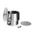 Stainless steel wine bucket accessories set including lid, hook, spoon, and grate with geometric design