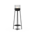 Black stainless steel SACKit Bio Lamp with heat-resistant glass and ethanol container on white background.