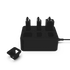 Black ABS-plastic Battery Charging Station with six slots and a 1.5m EU plug cable