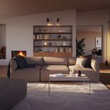 Fjord Sofa corner section right in Cosmo Mustard fabric with soft rounded edges and Scandinavian design.