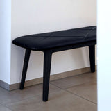 Nordic Bench with Terra Black leather seat and solid beech wood frame with black lacquer finish
