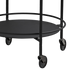 Matte black powder-coated steel Serving Table with four wheels and minimalist design on white background
