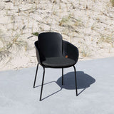 Black Patio Chair no. One cushion made of olefin fiber with quick dry foam filling on outdoor chair