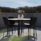 Taupe Patio Chair no. One S1 with black powder-coated steel frame for outdoor use