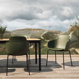 Olive and black Patio Chair no. One S2 with two-shell design and powder-coated steel frame outdoors