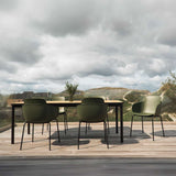 Outdoor dining chair Patio Chair no. One in olive recycled plastic shell with black powder-coated steel frame