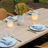 Edge Dining Table made of European oak with detailed facets in a bright indoor setting
