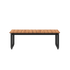 Outdoor patio bench with powder-coated aluminum frame and teak wood seat, 130x37 cm.