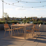 Kirra Dining Table 210x90 in taupe powder-coated aluminum and teak wood outdoors