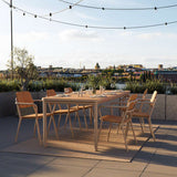 Kirra Dining Table 210x90 in taupe powder-coated aluminum and teak wood outdoors
