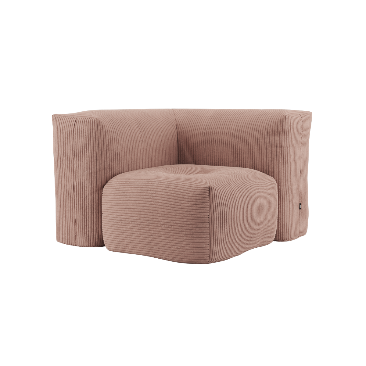 Soft Sofa Indoor corner module in rose corduroy fabric with soft cushions and modern design