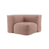 Soft Sofa Indoor corner module in rose corduroy fabric with soft cushions and modern design