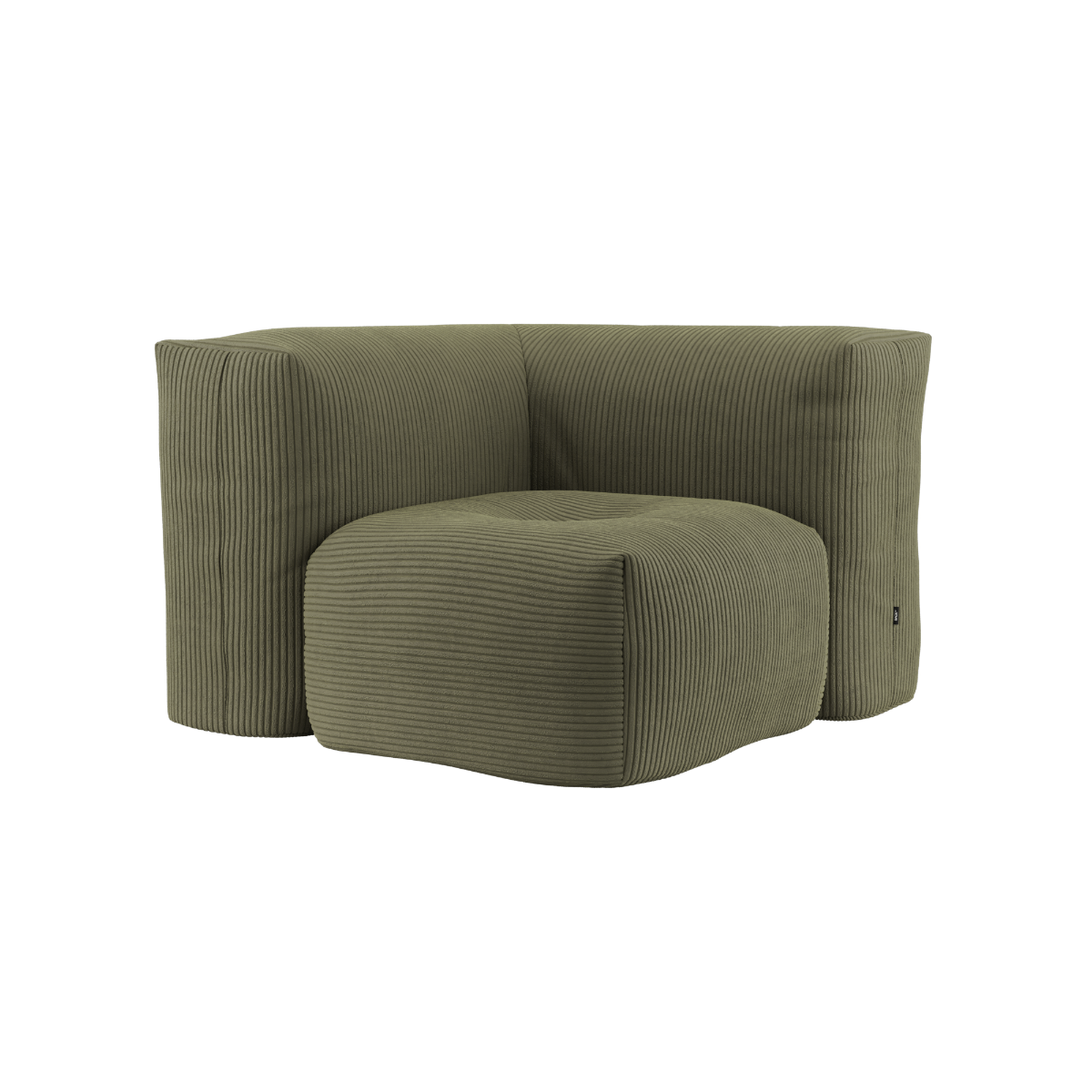 Soft Sofa Indoor corner module in olive green corduroy fabric with a modern, modular design.