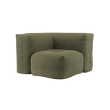 Soft Sofa Indoor corner module in olive green corduroy fabric with a modern, modular design.