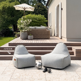 Cobana Junior Lounge Chair and pouf in sand melange color with soft fabric and rounded shape