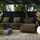 Cobana Lounge Sofa 3-seater in black with clean Scandinavian lines and powder-coated aluminum frame outdoors