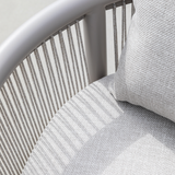 Kirra Lounge Sofa corner module in sand color with powder-coated aluminum frame and olefin fabric outdoors