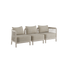 Beige three module Kirra outdoor lounge sofa with three seat cushions and woven side panels from sackit for Nordic outdoor living