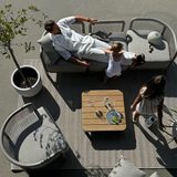 Kirra Lounge Sofa seat in Kirra Sand color with powder-coated aluminum frame and olefin textile upholstery.